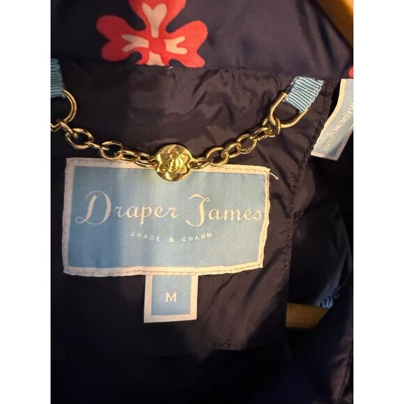 Draper James Size M Quilted Puffer Vest Blue Pink Floral Preppy Casual Layer - Picture 6 of 8